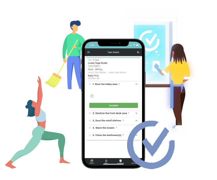 People completing tasks