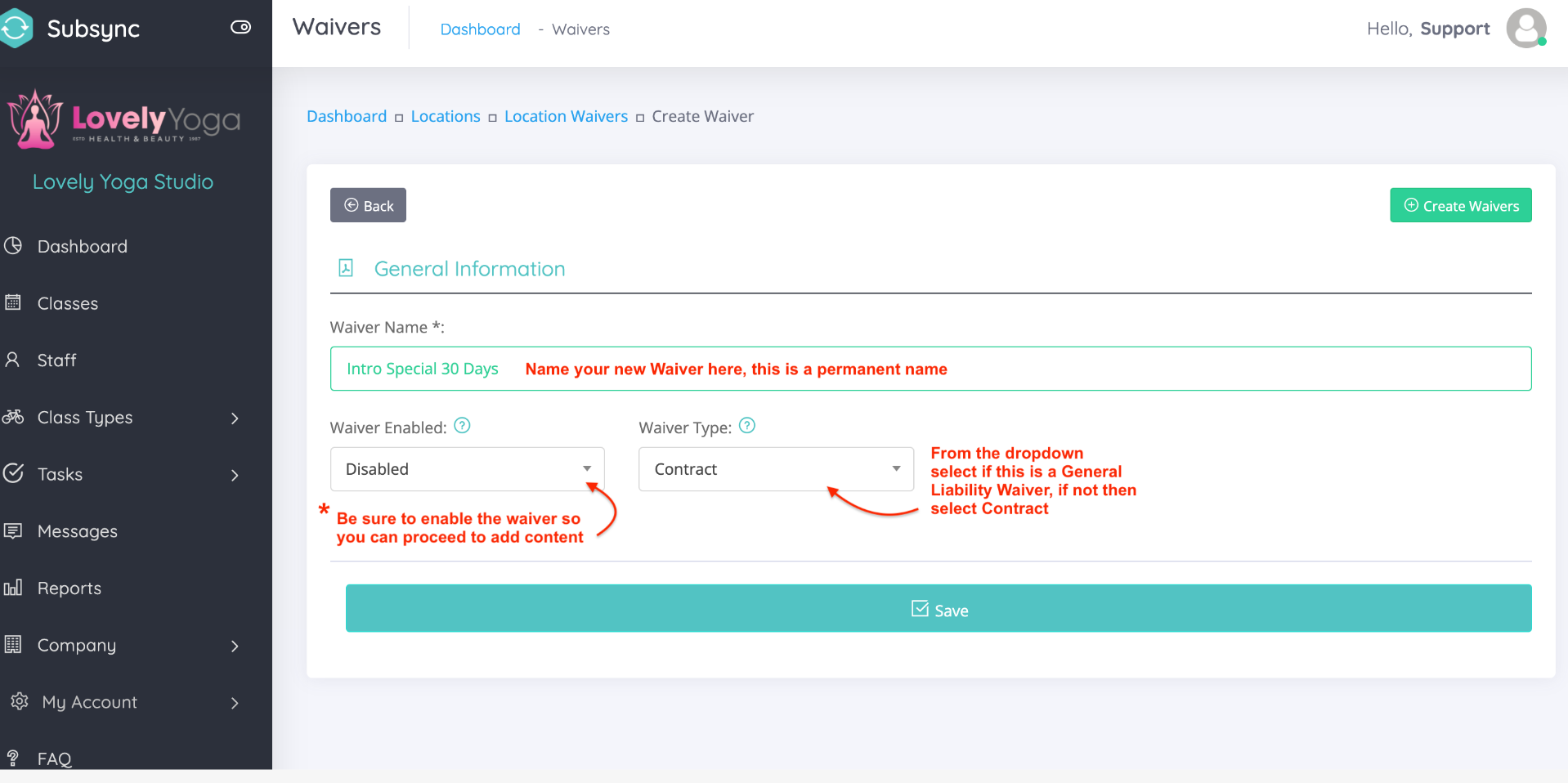 create waiver p2 